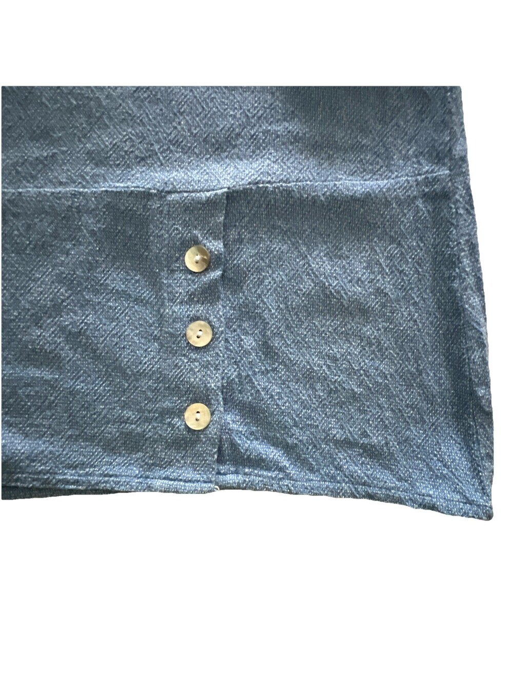Lagenlook Cotton Top Blue Oversized Boxy Womens M Button Detail Minimalist Artsy - Picture 4 of 9